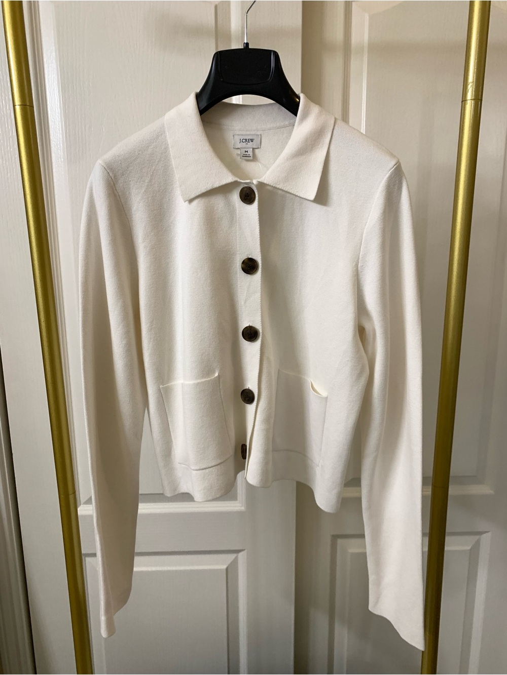 J. Crew Factory Cream Button-Front Collar Cardigan Jacket